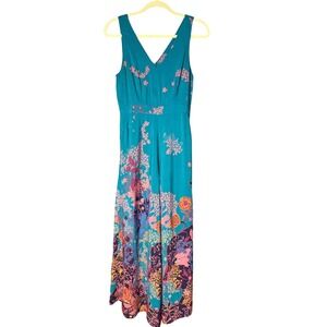 Anthropologie Maeve Boho jumpsuit Sz 2 Andalusia Teal Turquoise Floral wide leg
